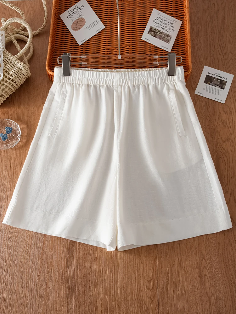 

Льняные шорты женские летние тонкие новые маленьких размеров с высокой талией свободные повседневные широкие брюки-капри дышащие удобные