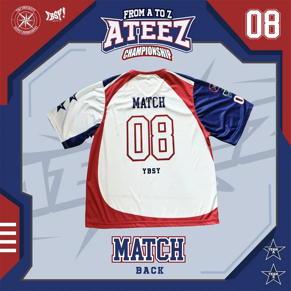 YBSY ATEEZ 2025 بطل ثلاثية الأبعاد مطبوعة جيرسي الرجال تيشيرت صيفي جديد كم قصير قمة الكورية الجنوبية العصرية موضة نسخة فضفاضة