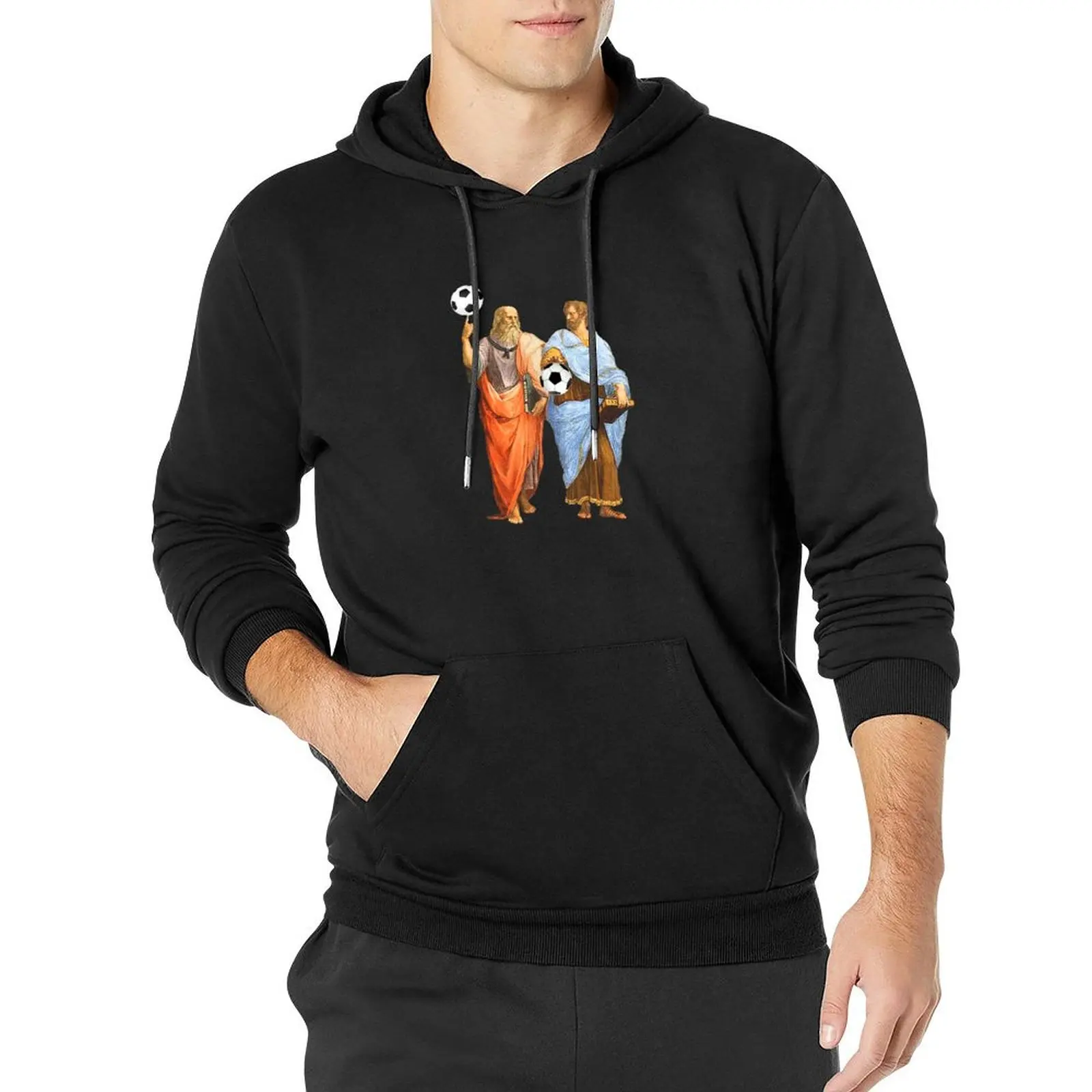 

Aristotle and Plato with Soccer Balls - Philosophy Design Pullover Hoodie men's winter sweater men wear tracksuit men