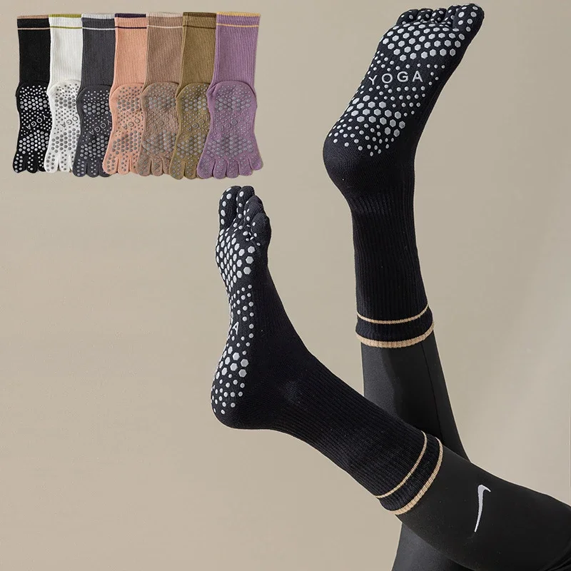 New Five Toes Yoga Socks Women Silicone Non-slip Professional Pilates Socks Female Ladies Fitness Gym Workout Floor Sports Socks