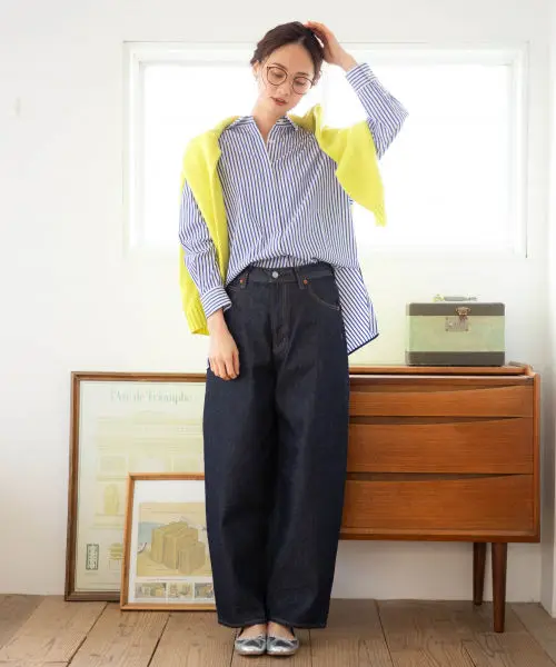 

Джинсы женские с высокой талией, широкие штанины, повседневные, из хлопкового денима, универсальные, осень 2025, IENA, свободный крой, синий деним