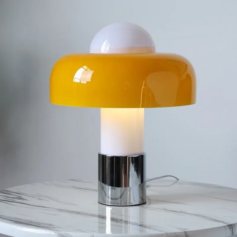 

Brumbry Table Lamp Modern Simple Bedroom Bedside Italian Orange glass mushroom lamp Decorative restaurant sofa light