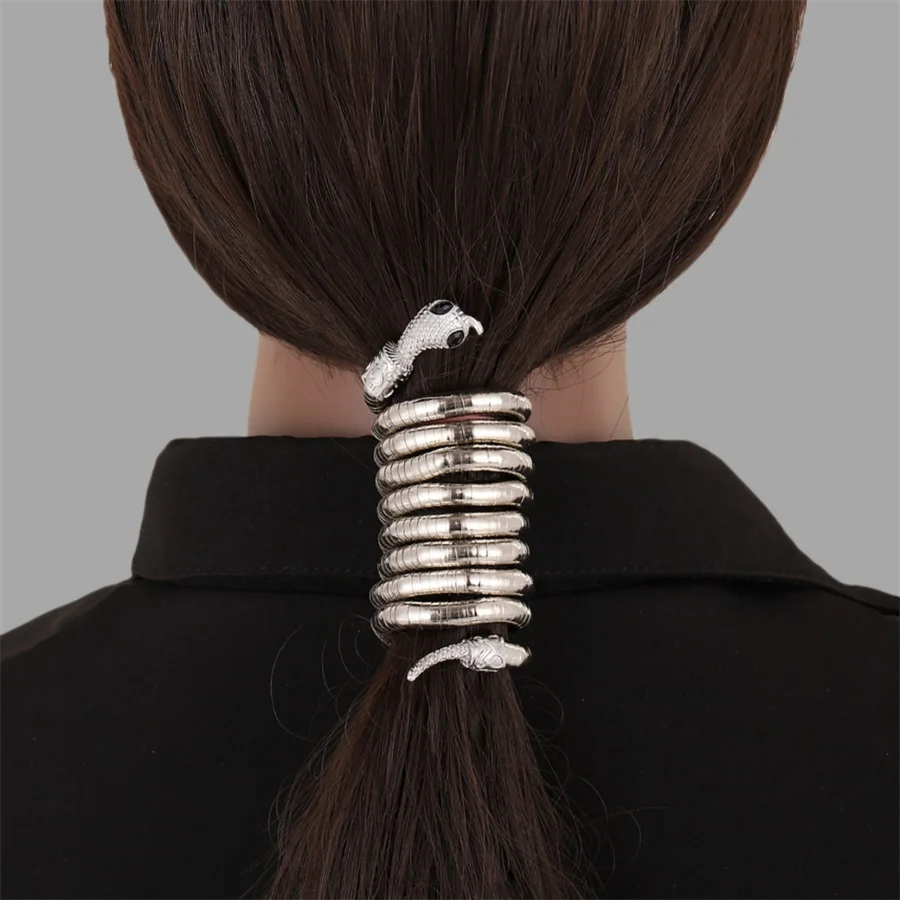 Fashionable personality punk hip-hop metal casually adjustable golden snake multi-functional headband for women\'s holiday party
