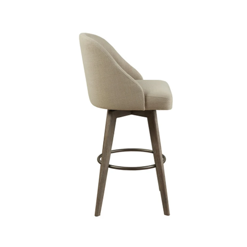 Madison Park Pearce Swivel Barstool - Elegant Simplicity with Reclaimed Grey Wood Legs & Matte Metal Footrest