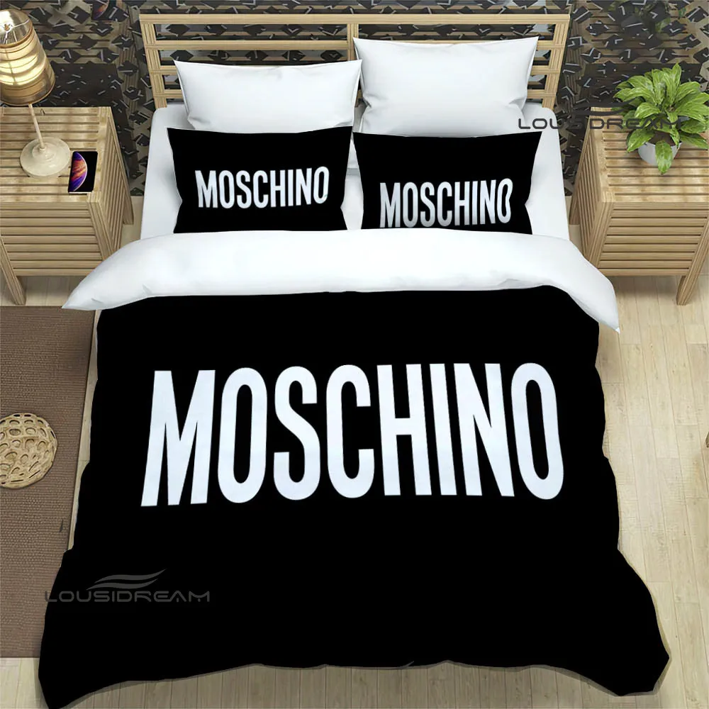 3D M-Moschinos logo Print Bedding Sets exquisite bed supplies set duvet cover bed comforter set bedding set luxury birthday gift