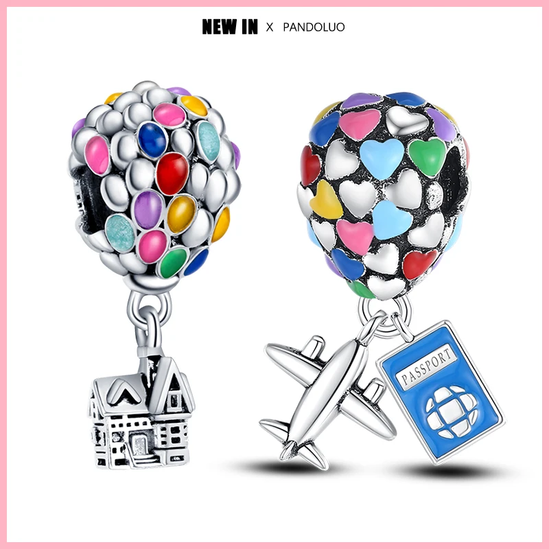 Pixar Up-abalorios de globo aerostático para mujer, cuentas de plata 2024, compatibles con Pulsera Original de 3mm, regalos de joyería, gran oferta, 925