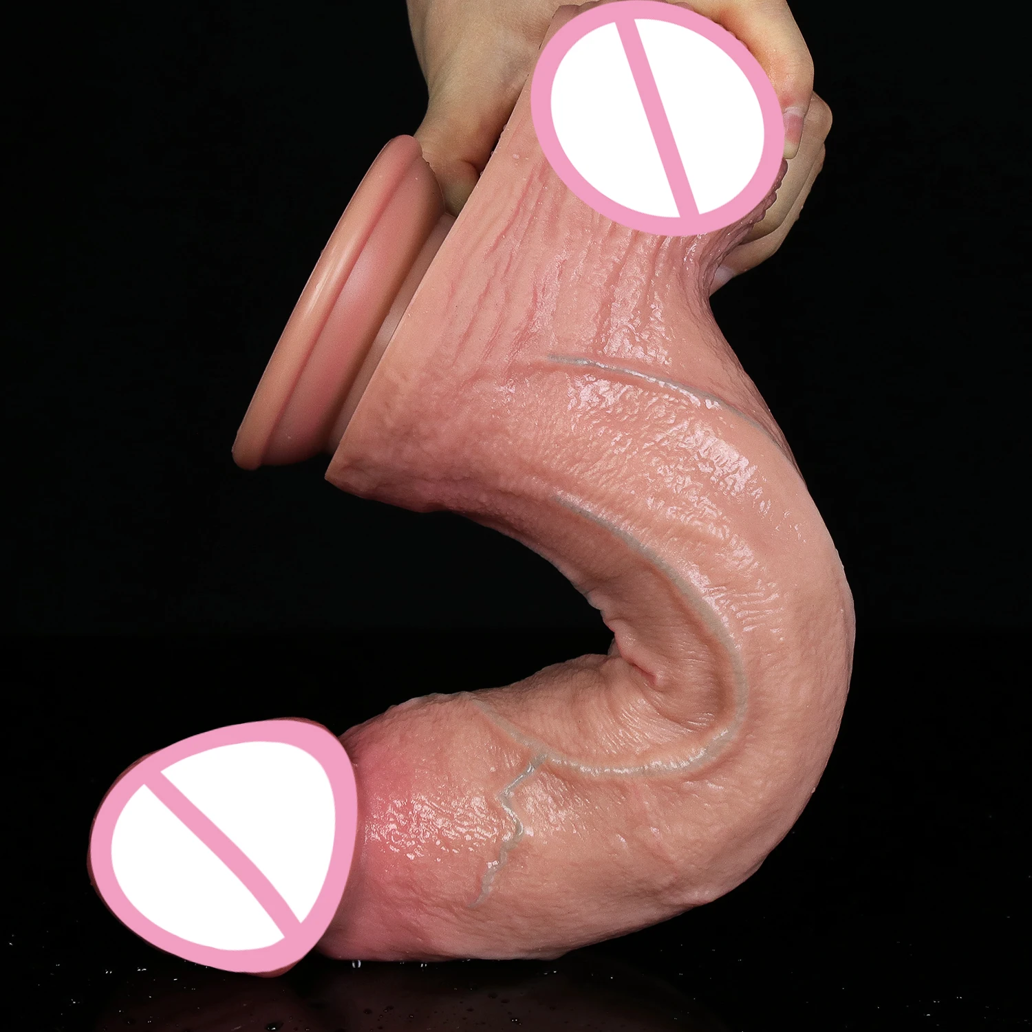 جديد واقعية لينة مزدوجة سيليكون كبير دسار 3 ألوان القضيب 4 أحجام المهبل الاستمناء شفط كأس ديك امرأة الشرج لعبة الجنس #4