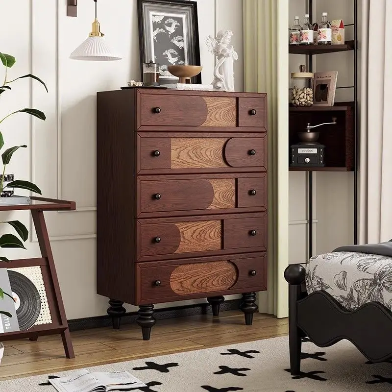 

French solid wood chest of drawers, bedroom, living room, small apartment, storage chest, retro medieval locker