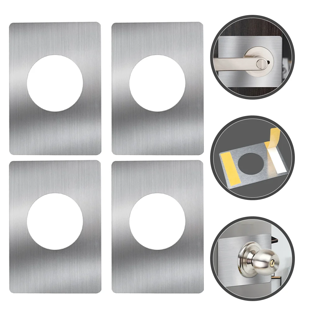 4 Pcs Door Lock Repair Board Striker Plate Stainless Steel Matte Supplies Reinforcement Plates