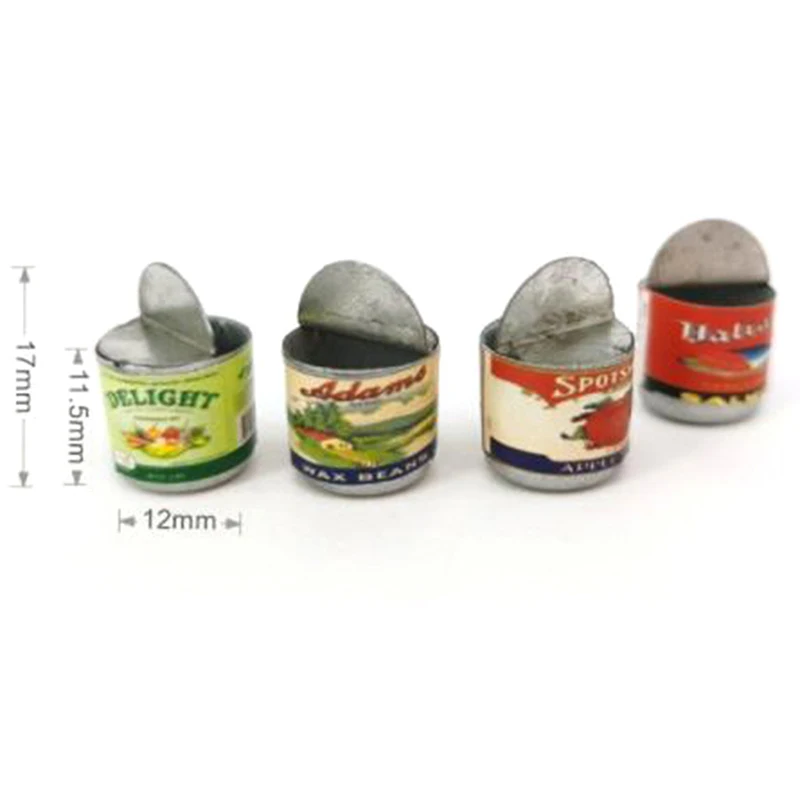 4Pcs/set Dollhouse Miniature Cans Toy Model Mini Simulation Doll Food Kitchen Living Room Decor Accessories-Toy