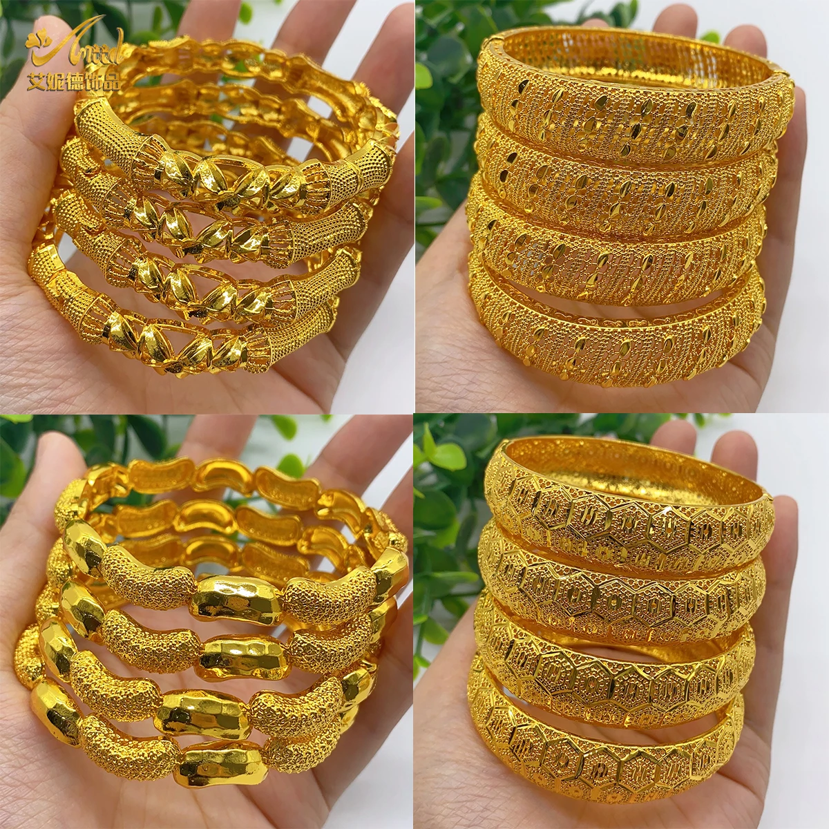 

ANIID New Luxury Indian Gold Color Bangles For Women Arabic Bridal Charm Bracelet Nigerian Wedding Gift African Jewelry Party