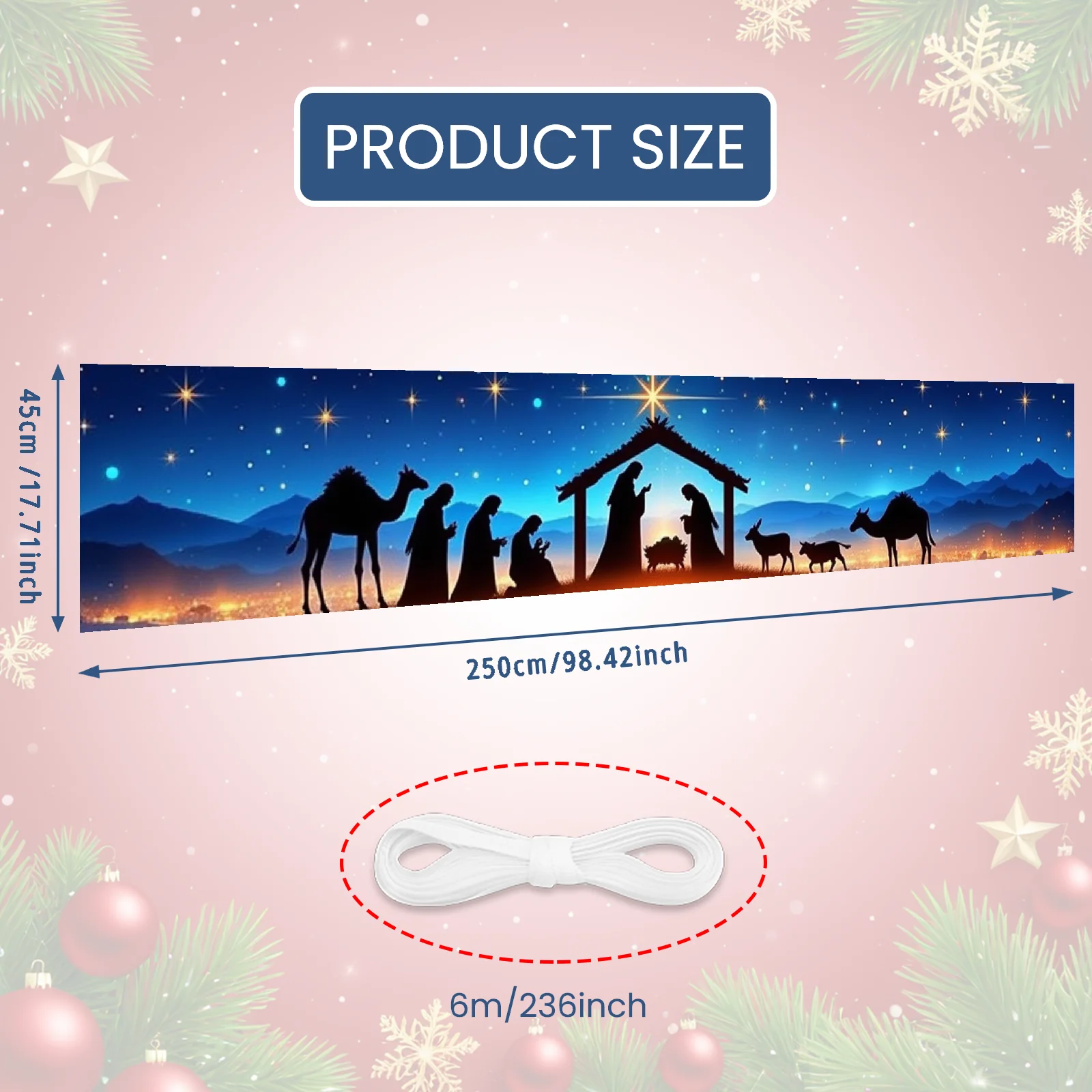 Christmas Celebration Vivid Colors Starry Night Banner Religious Banner High Quality Material Nativity Scene Banner For Family - Image 6