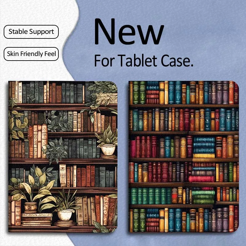 

Art Retro Bookshelf Book For Xiaomi Mi Pad Mini 4 5 6 7 SE Pro Plus Redmi Pad 2 SE 2025 8.8 11 Foldable Tablet Case Gift