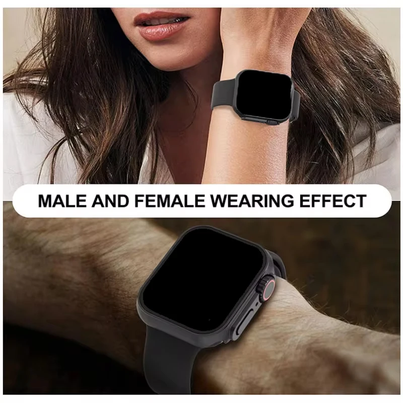 Tempered Glass+Case for Apple Watch 9 8 7 45MM 40mm 41mm 44mm Cover for iWatch 6 SE 5 4 Full Coverage Change to Ultra 49mm Case