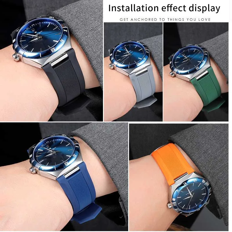 Notched silicone rubber watch strap For Omega Constellation 131.33/131.13 Refit to replace the diving wristband 24x14mm 24x15mm - view 3