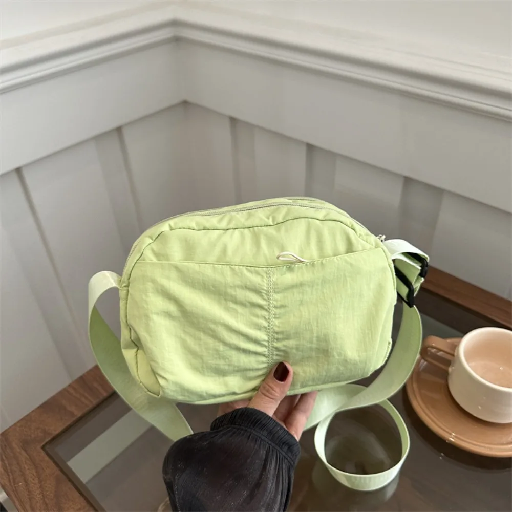 

Cool Quick-dry Nylon Square Bag Large Capacity Japanese Style Sling Crossbody Bag Solid Color Zipper Versatile Waist Pack Women
