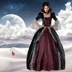 Medieval Halloween Ghost Bride Vampire Cosplay Costume For Women Retro Stand Collar Dress Masquerade Carnival Party Cothes