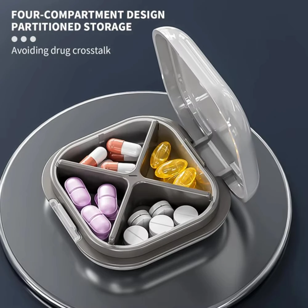 Mini Pill Box Travel Pill Box Lightweight 4 Compartment Pocket Pill Container Daily Portable Medicine Storage Box