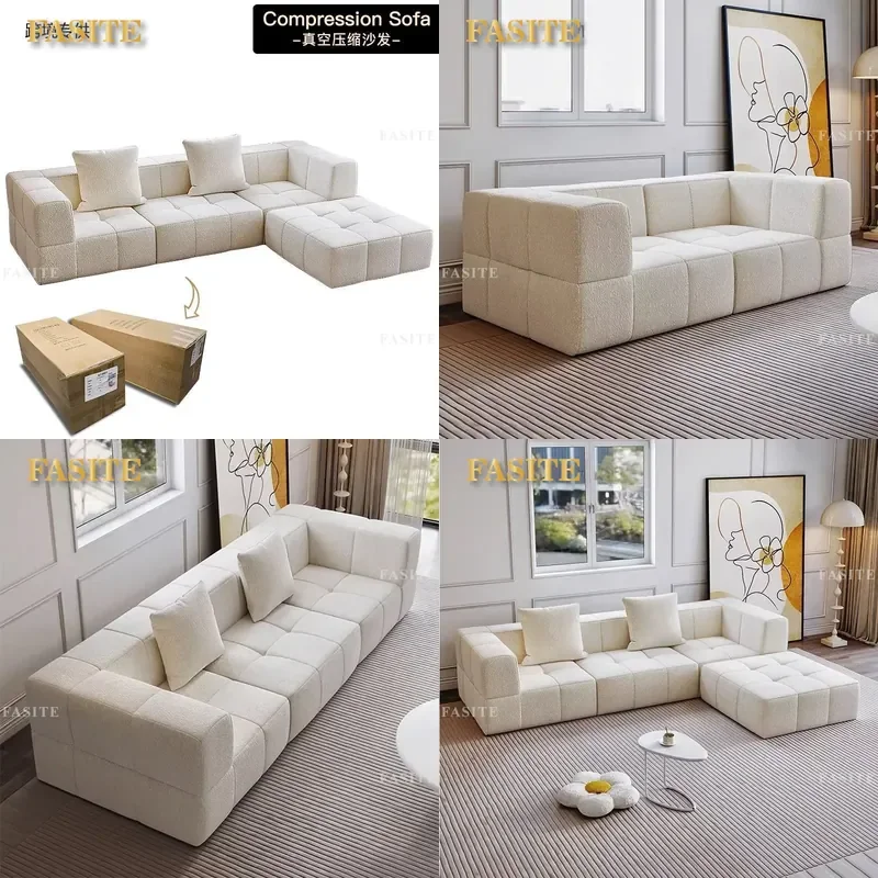For Living Room Frameless Compression Sponge Sofa Super Soft Reclining Couch Vacuum Packed Portable Foldable Seating