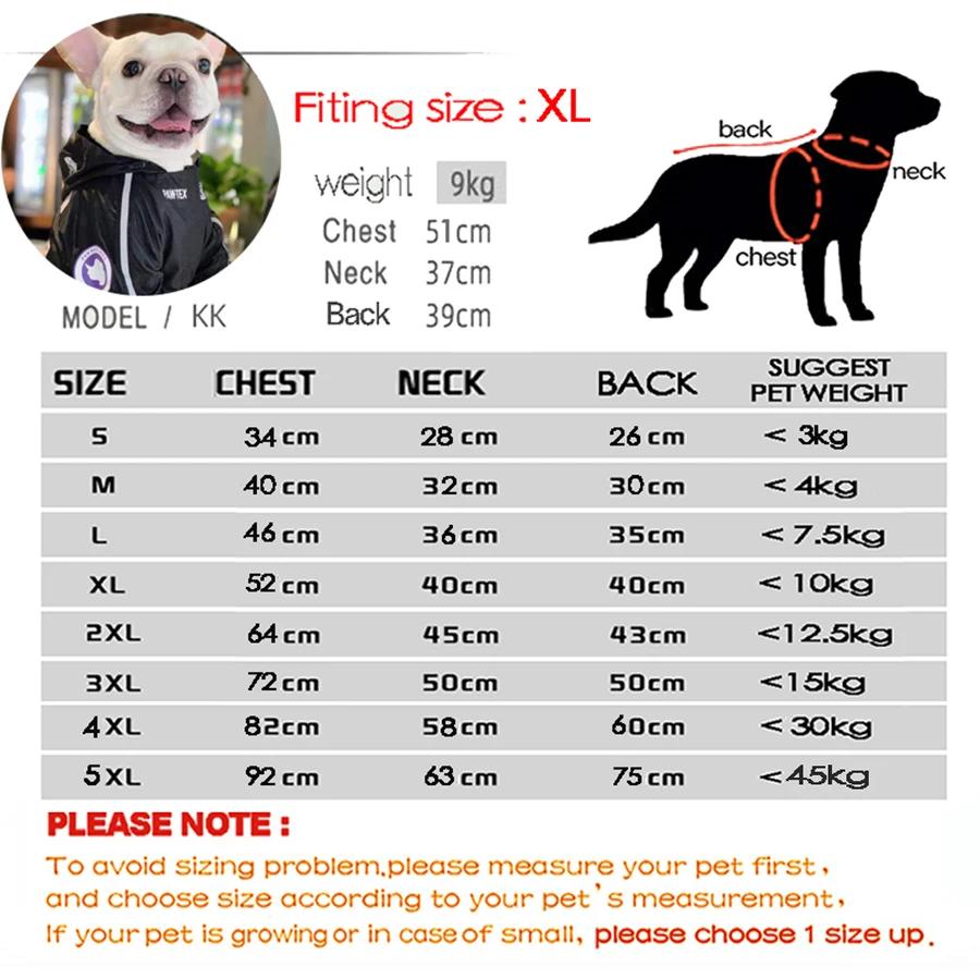 Pet Dog Waterproof Coat The Dog Face Pet Clothes Outdoor Jacket Dog Raincoat Reflective Clothes for Small Medium Large Dogs