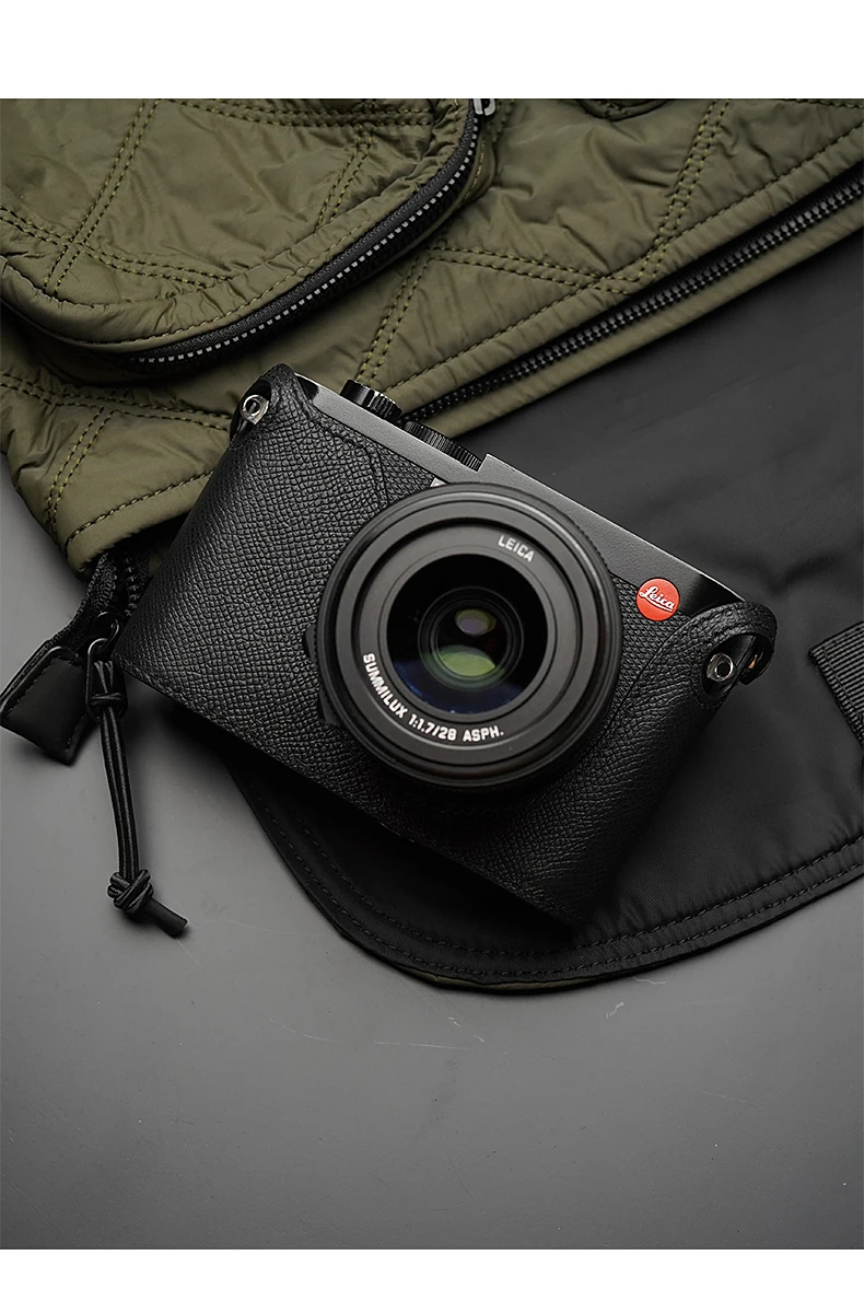 Genuine Leather Camera case Video Half Bag Camera Bodysuit for Leica Q2 Camera Handmade Style leather with palm gra Typ116