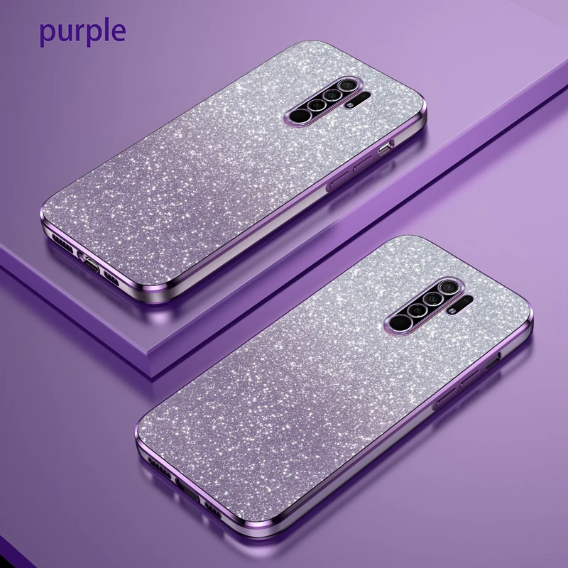 For Xiaomi Redmi 9 Case Redmi 9 Phone Case M2004J19G M2004J19C Luxury Gradient Glitter Plating Silicone Back Cover Funda