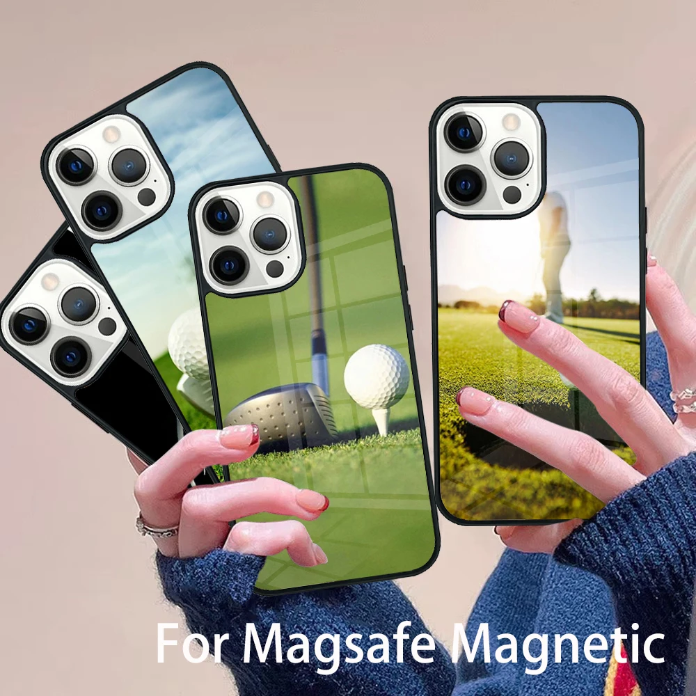 

Golf Course Field Phone Case Magesafe Magnetic Wireless Charge Cover For IPhone 16 11 12 13 14 15 Pro Max Plus Mini
