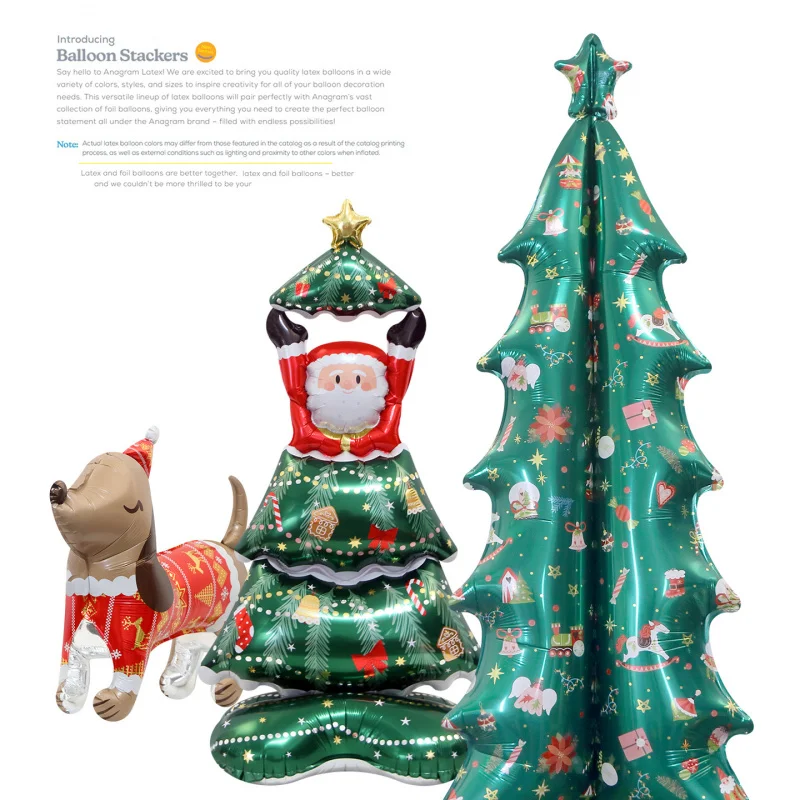 

Christmas Party Decoration Photo Background Balloon 4D Standing Christmas Tree Old Man Cartoon Aluminum Film Large Balloon