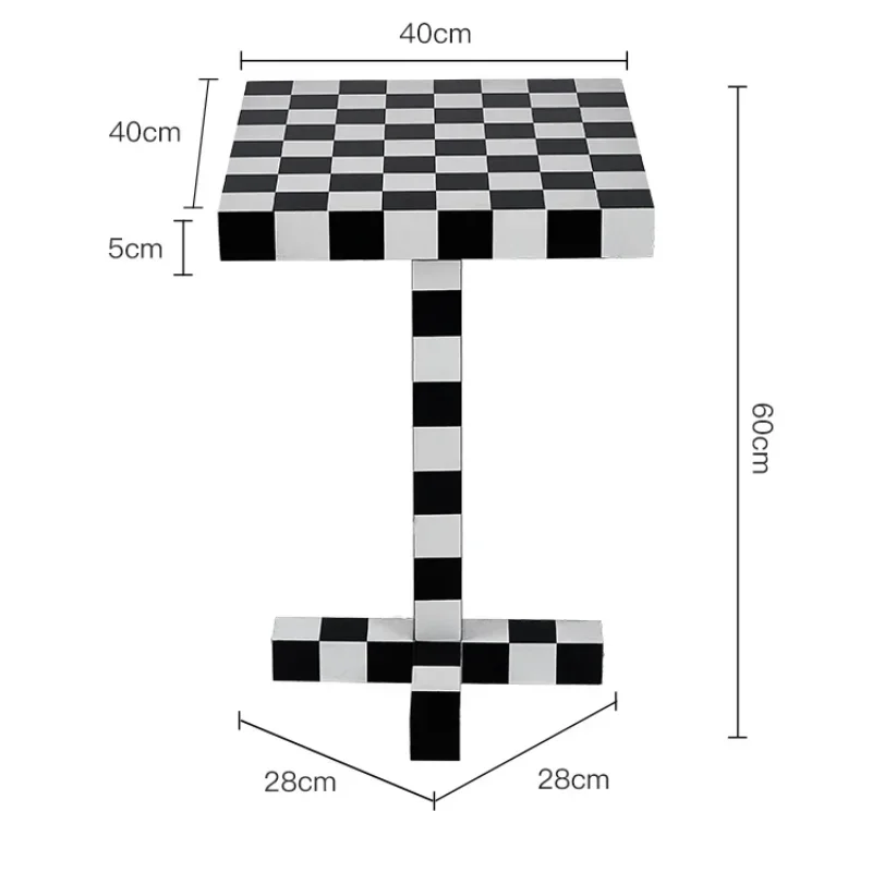 Tablero de ajedrez nórdico, mesa pequeña ligera, sofá de lujo, mesa de centro lateral, sala de estar, muebles para el hogar, elegante y