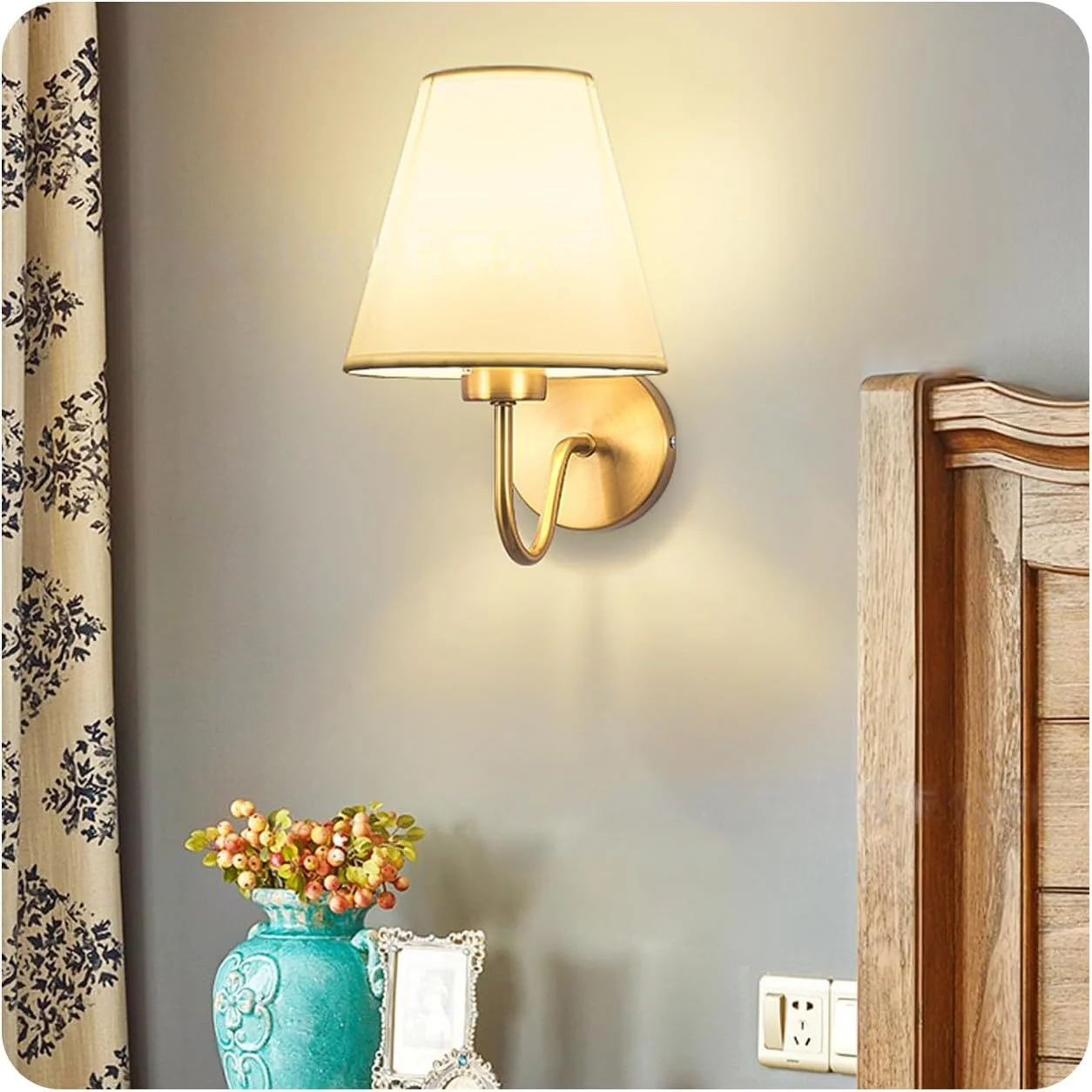 Modern Fabric Wall Light Retro Loft Black Gold Bedside Wall Lamp For Bedroom Living Room Corridor Wall Sconces Lighting Fixture