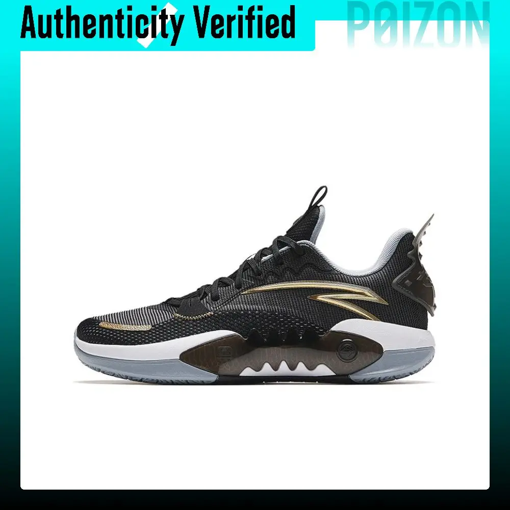 ANTA Shock Wave 5 Basketball Shoes Men's Low-top Black/Gold 112331611-6