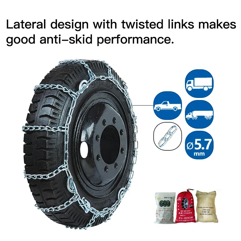 Alloy Steel Truck Snow Chains High Quality 2241 Anti-skid Chains Factory Supply Tire Size 10.00-20