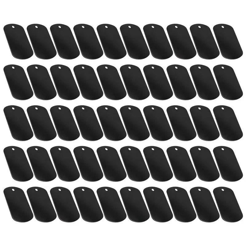 50 Pcs Metal Stamping Blanks Black For Stamping, Engraving Blanks Aluminum Stamping Blanks Keychain Blank Dog Tag Easy Install H