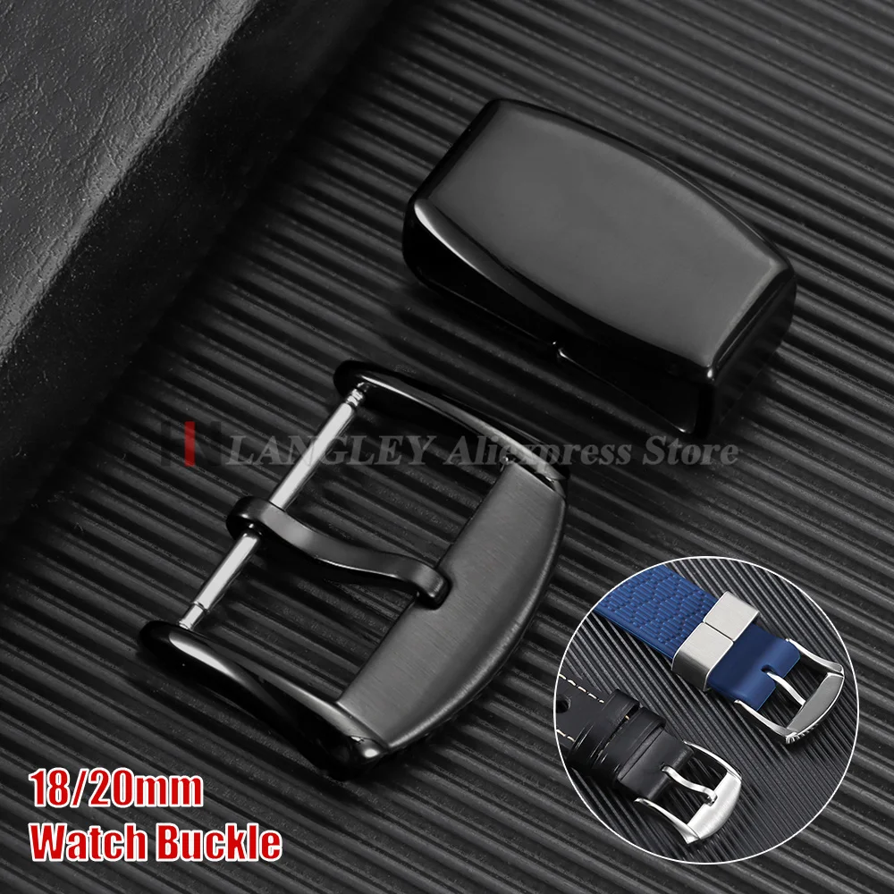 Solid Stainless Steel Watch Buckle Pin Clasp 18mm20mm For Seiko Metal Square Button For Silicone Watchband Replacement Accessory