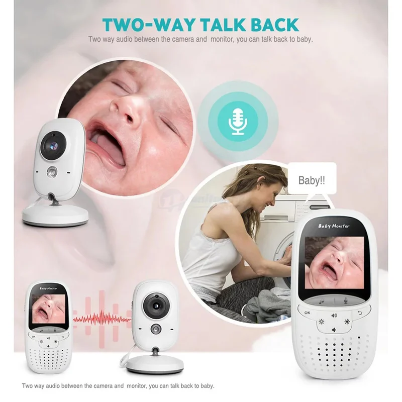 VB602 Portable Baby Monitor Two-way Talk Back Wireless Surveillance Cameras Little Kids Caregiver Auto Night Vision USB Charging