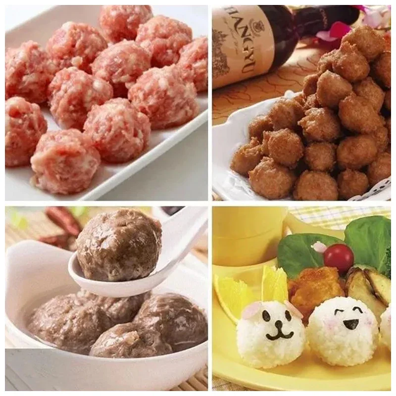 Kitchen Cooking Tools DIY Gadget Stainless Steel Meatball Clamp Pill Round Rice Ball Maker Clip Tongs with Grip Pork Beef Meat