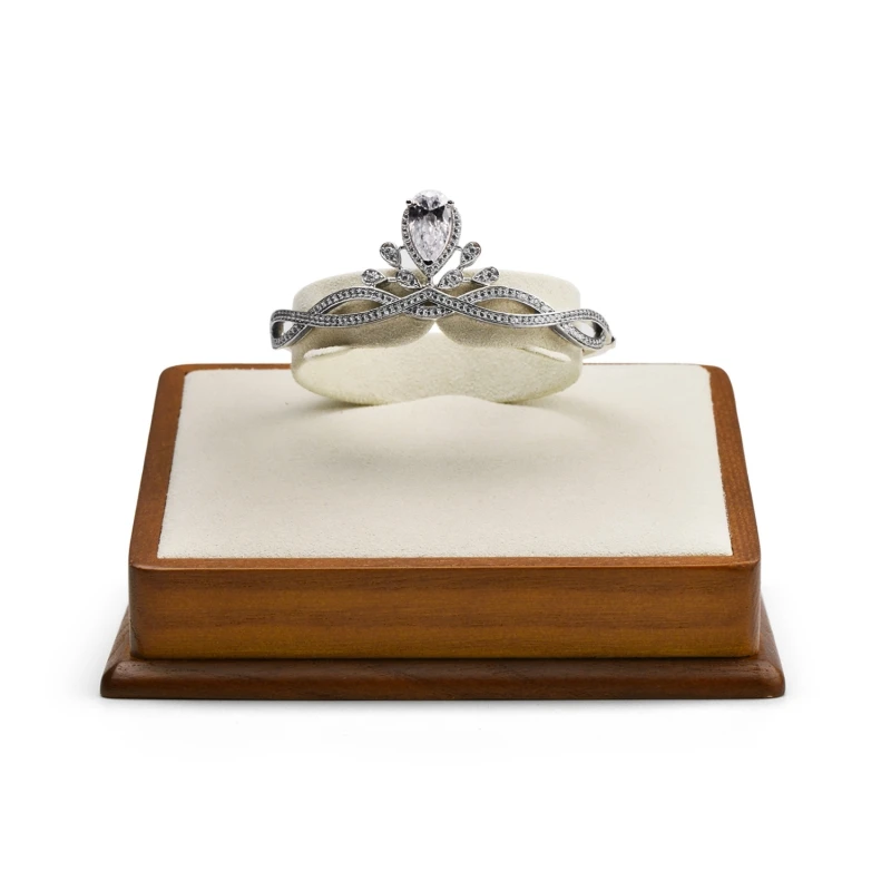Oirlv Wooden Jewelry Display Showcase Rack Stand Wedding Ring Display Bracelet Holder Solid Wood Jewelry Holder Display Stand