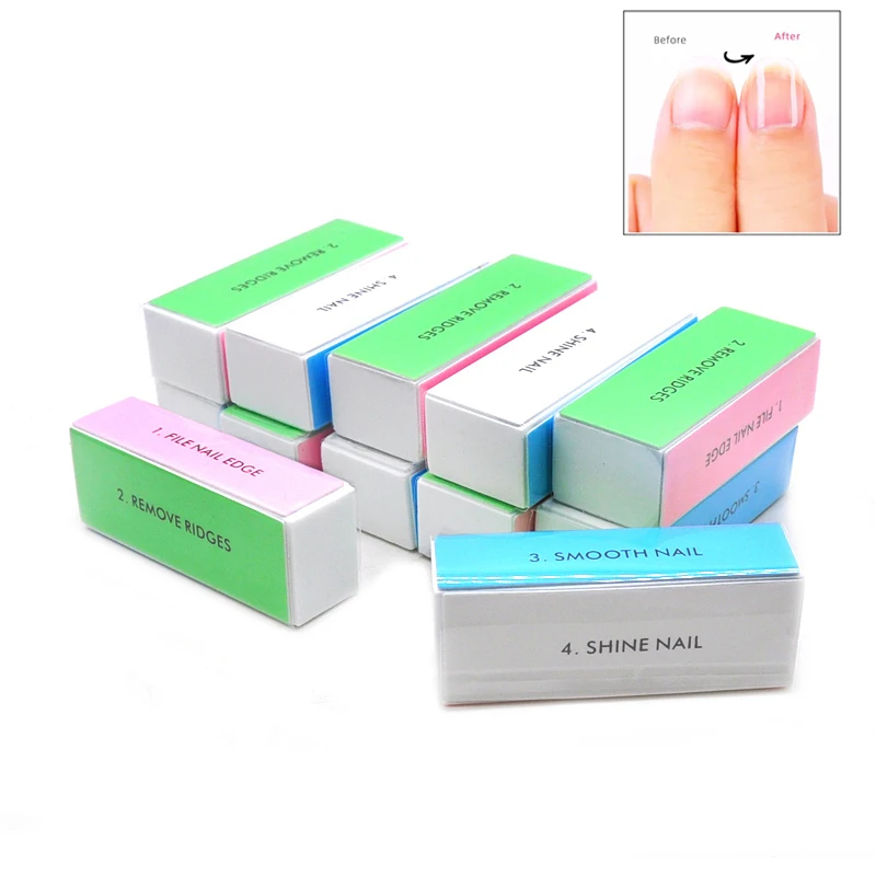 10 PCS Polishing Block 4 Face Colorful Sponge Nail Buffer Files Polisher Sanding File Manicure Accessories Tools For Nail Care