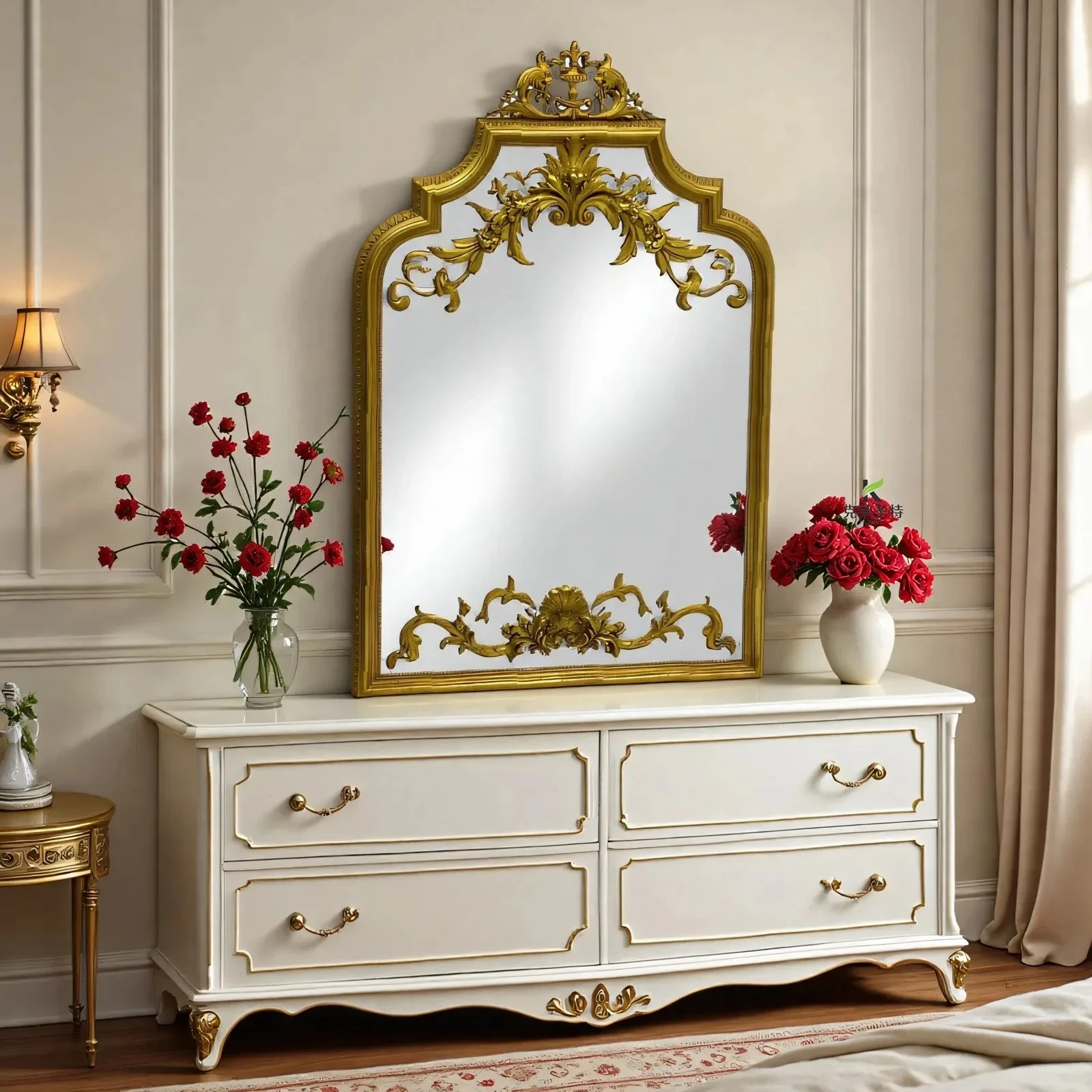 

A16 Европейское ретро резное косметическое зеркало для рабочего стола, большое настенное загадка, зеркало, зеркало для ванной комнаты