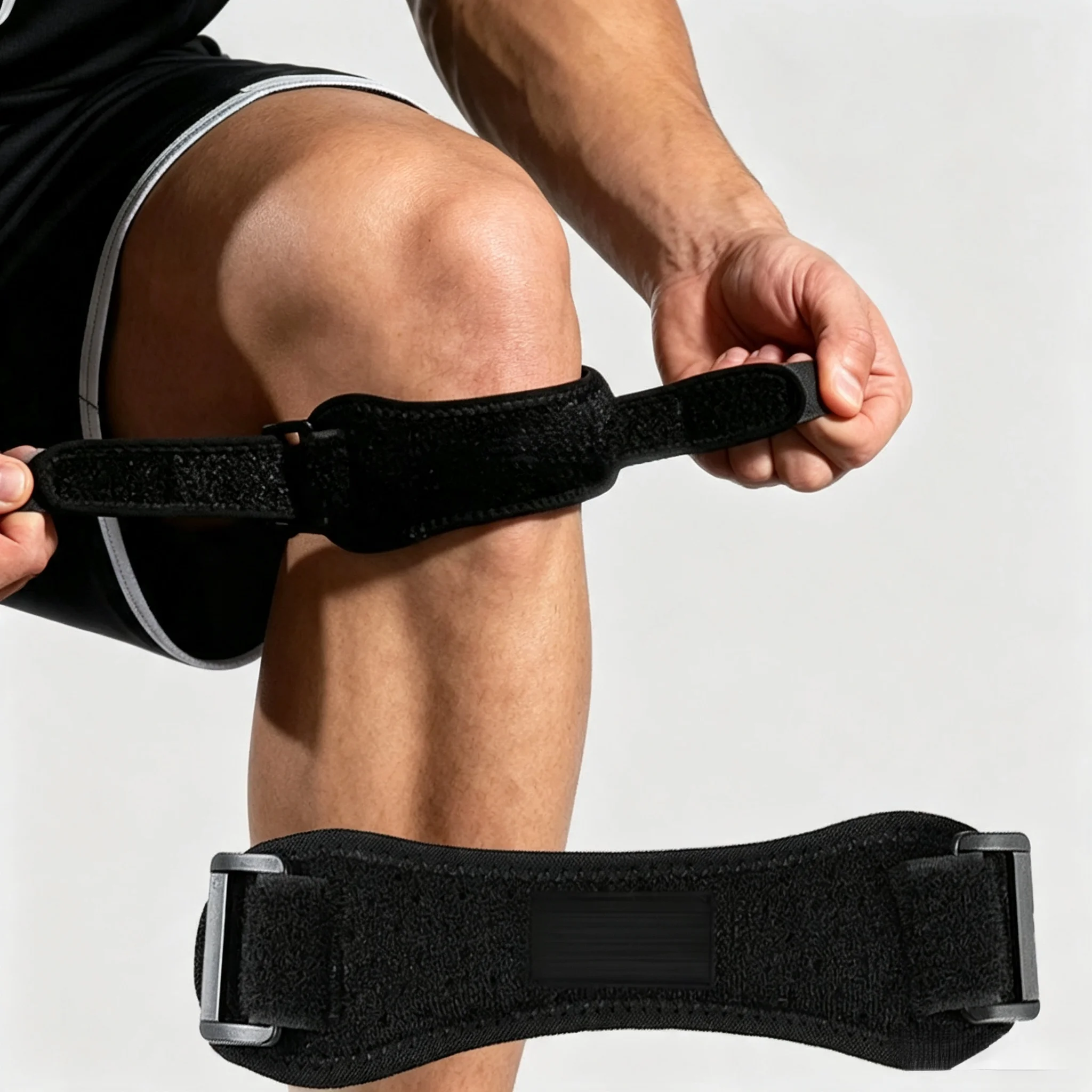 Rodillera de compresión ajustable con absorción de impactos para el tendón rotuliano, soporte para la rodilla, ideal para baloncesto