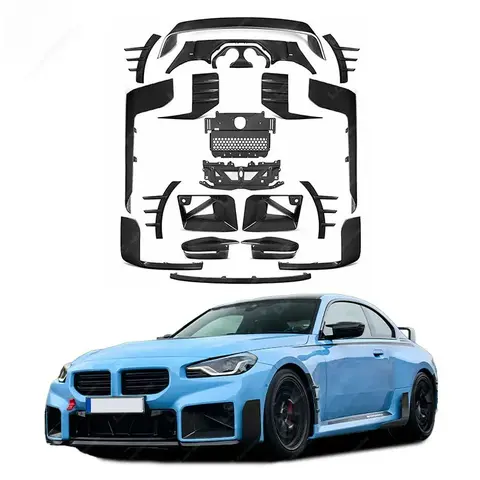 Modern style! ForBMW 2 Series G87 M2 Upgraded Carbon Fiber Body Kit with Front Lip Rear Diffuser Side Skirt