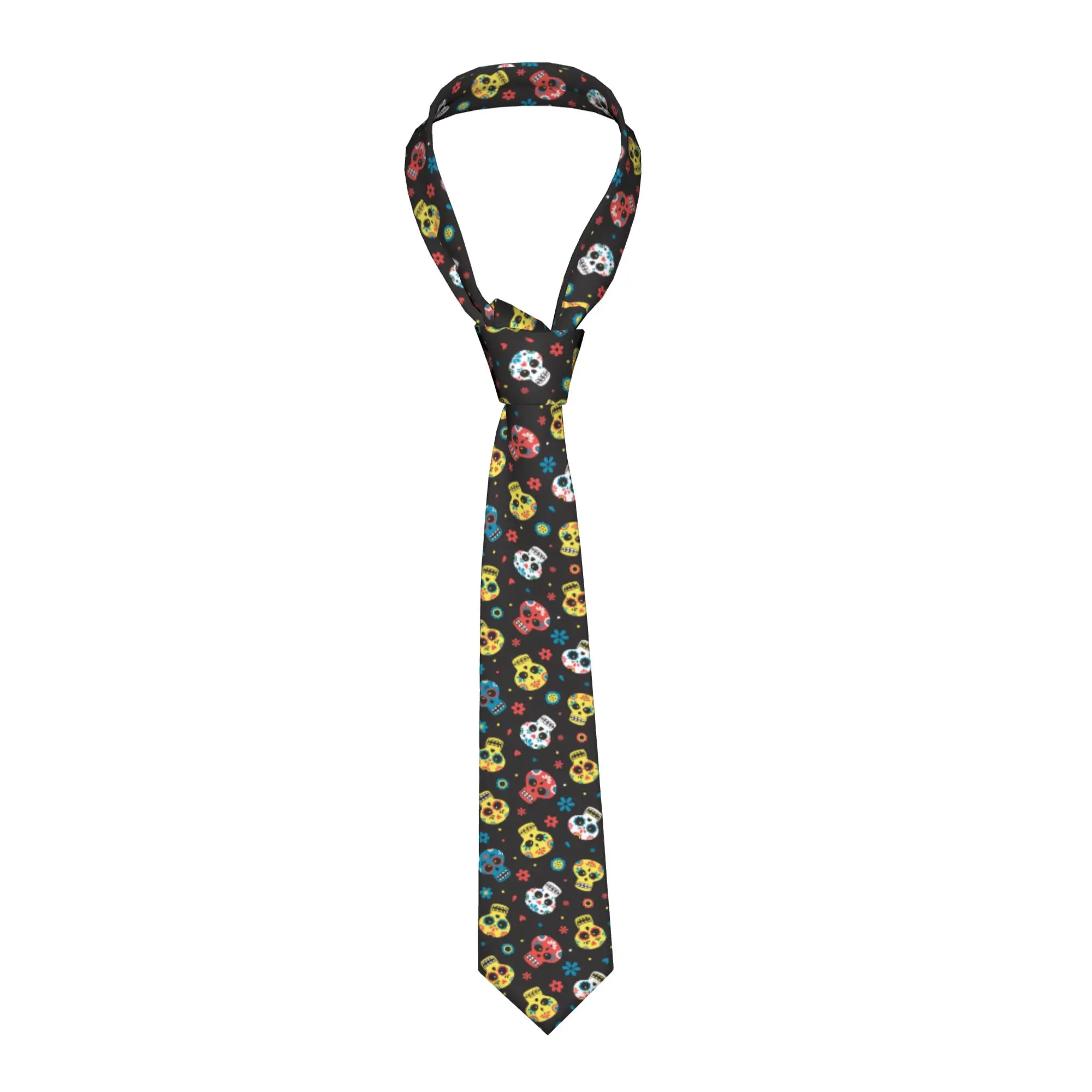 Sugar Skull Mexican Women Neckties Slim 8 cm Narrow Day of the Dead Horror Halloween Neck Tie for Men Daily Wear Gravatas Office
