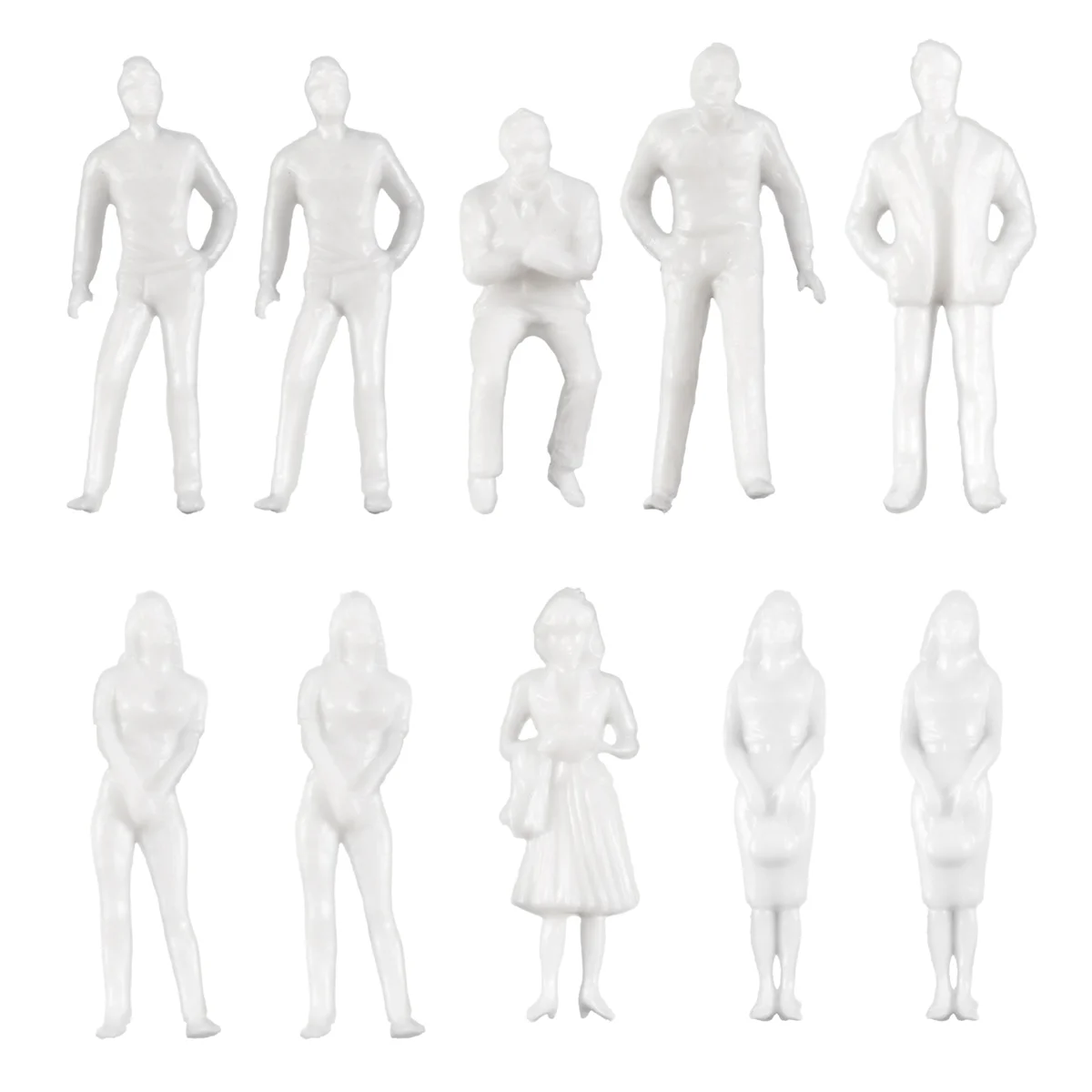 1:50 witte figuren architectonisch model menselijke schaal HO-model plastic volkeren, 10 stuks