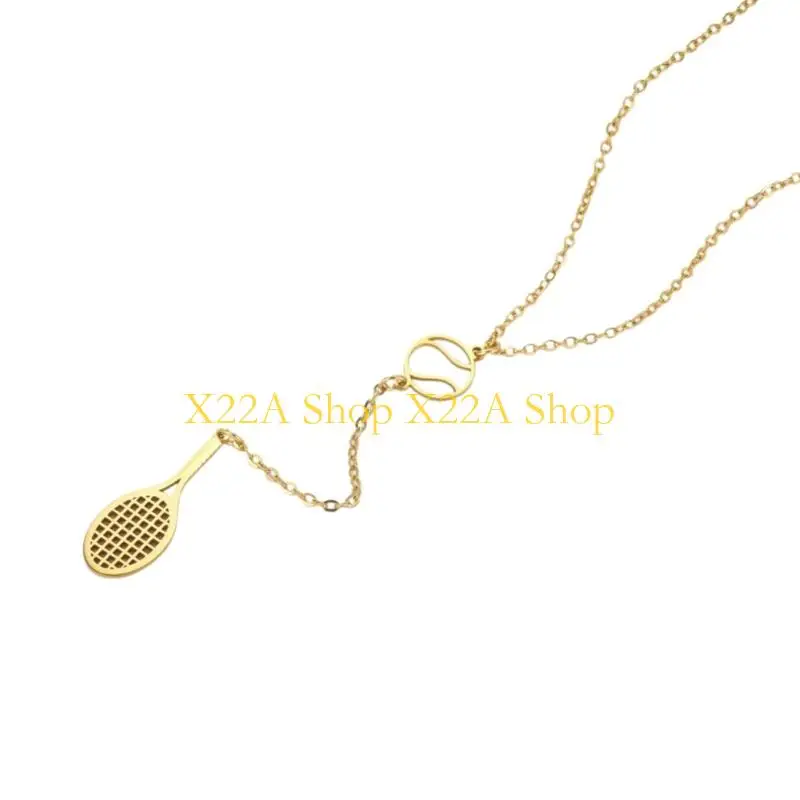 Unique Elegant Small Tennis Racket Necklace Sporty Jewelry For Women In Silver Or Gold