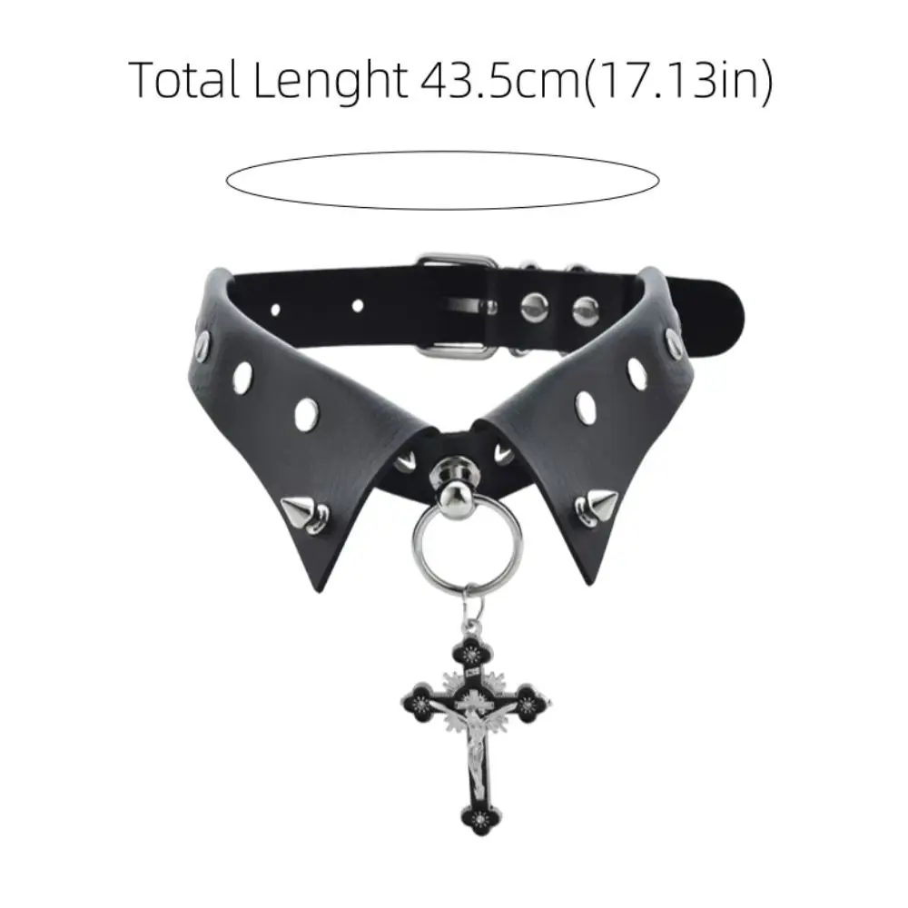 موضة بولي Leather الجلود الشرير المختنق القوطية الصليب قلادة برشام المختنق رصع الرقبة مجوهرات وهمية طوق قلادة الطرف