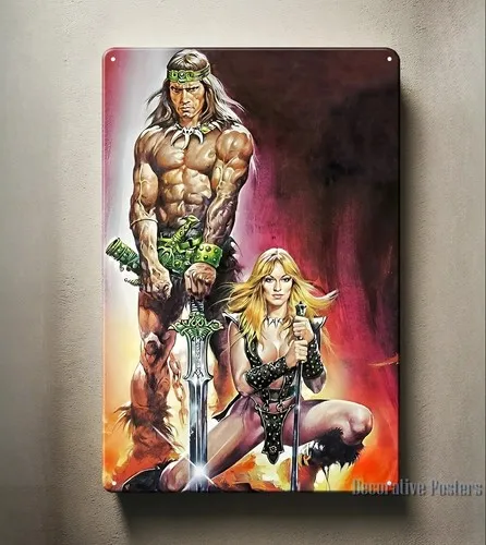 Póster de metal de la película Conan The Barbarian, letrero de chapa coleccionable, 20x30cm