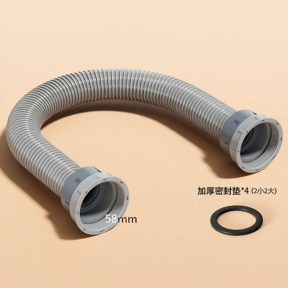 Flexible Basin Drain Hose Kitchen Sink Sewer Pipe Double Threaded Connector Plumbing Replacement Anti Leak Sewerage Tubing