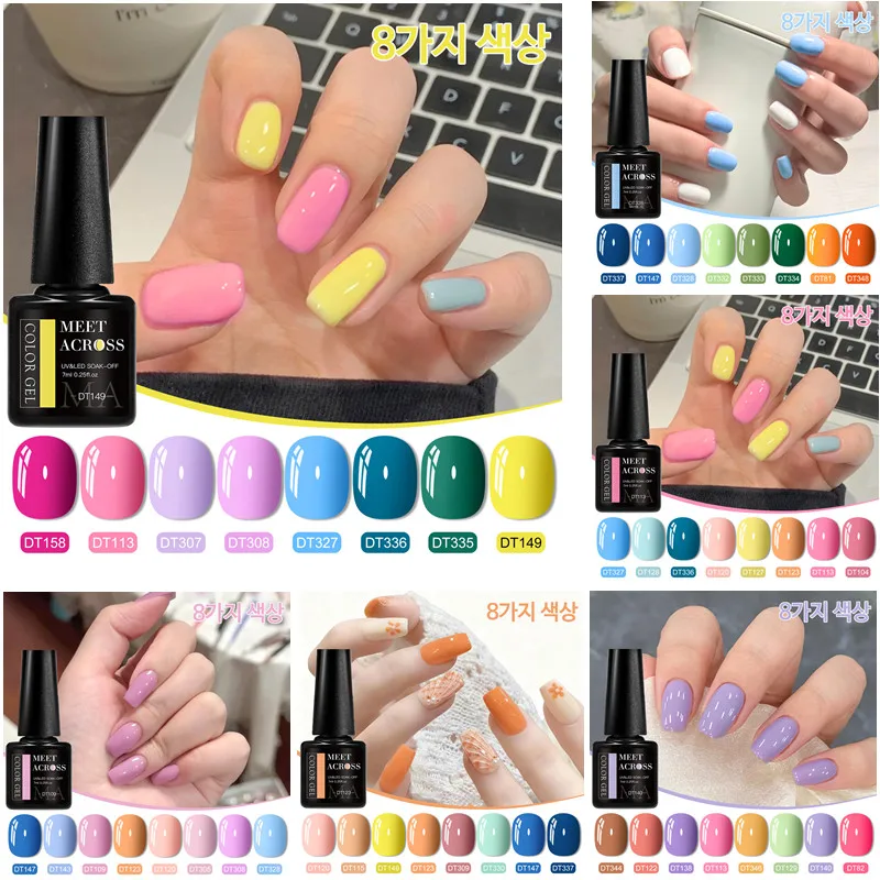 8pcs Macaron Color Gel Nail Polish Set Pink Red HEMA TPO FREE Semi Permanent Soak Off UV Gel Varnish Decoration Nail Supplies