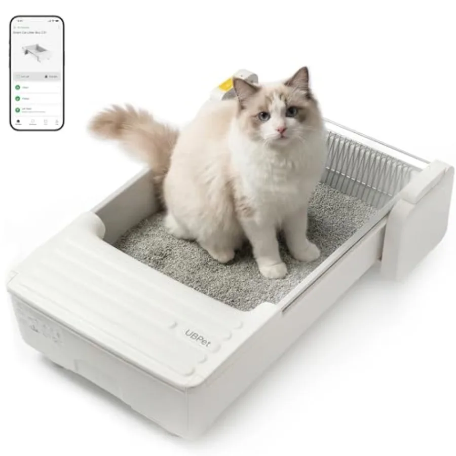 Self Cleaning Cat Litter Box, Open-Top Automatic Litter Box for Multiple Cats, Weight Sensors Safety Protection, Smart APP Cont