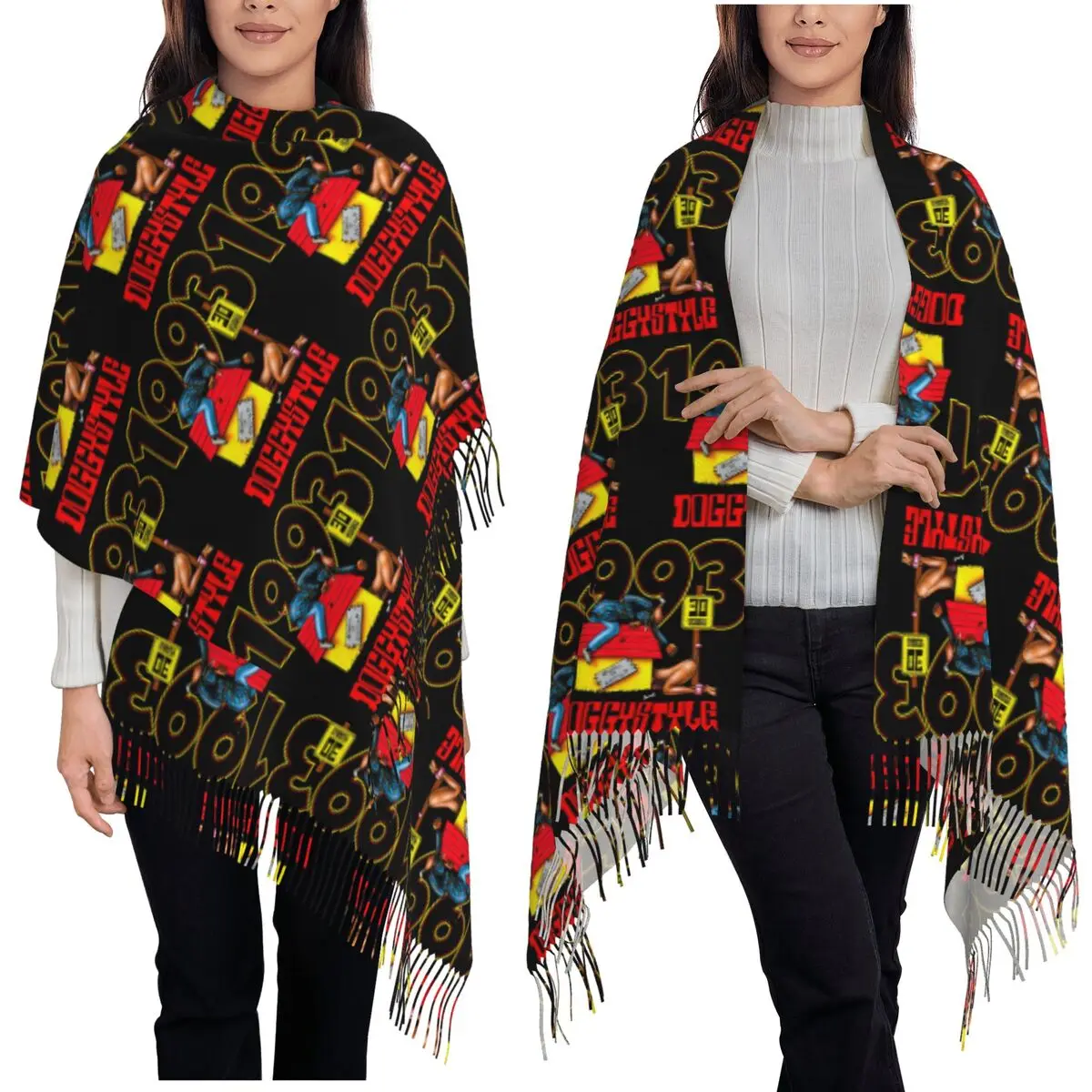 Snoop Dogg Doggystyle Music Rapper Scarf Tassel Scarves Women Soft Warm Shawls and Wraps Long Fall Winter Shawl Wrap